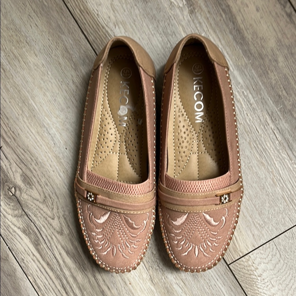 Embroidered Pink Loafers